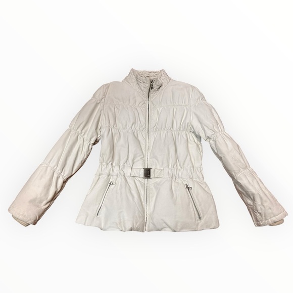 Danier White Leather Jacket Goose Down Filled - Picture 2 of 8